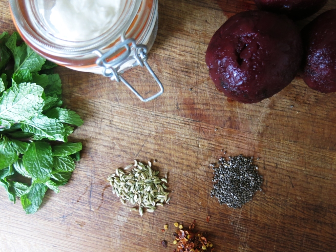Beetroot, Mint & Fennel Dip: Beautiful Fresh Ingredients